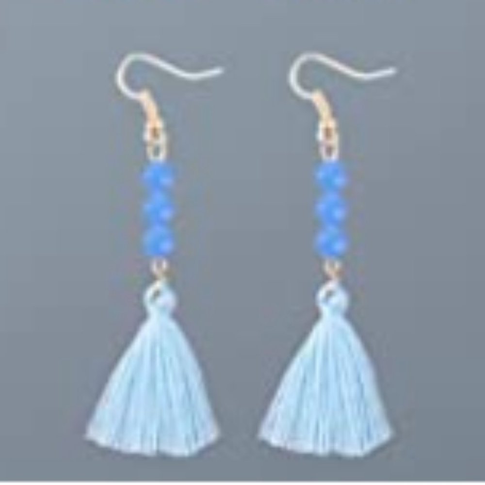 Light Blue Tassel Earrings